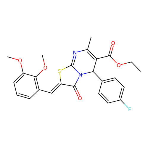 (Z)-ethyl 2-(2,3-dimethoxybenzylidene)-5-(4-fluorophenyl)-7-methyl-3-oxo-3,5-dihydro-2H-thiazolo[3,2-a]pyrimidine-6-carboxylate structure