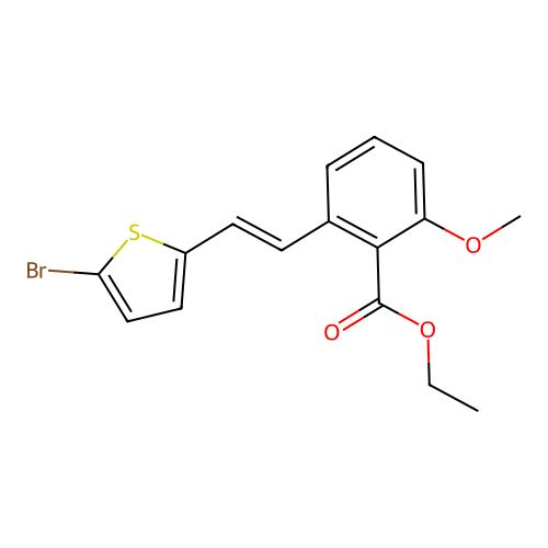2-[2-(5-Bromo-thiophen-2-yl)-vinyl]-6-methoxy-benzoic acid ethyl ester structure
