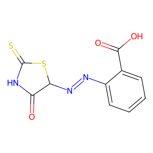 2-[(4-Oxo-2-sulfanylidene-1,3-thiazolidin-5-yl)diazenyl]benzoic acid structure