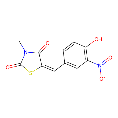 (5E)-5-(4-hydroxy-3-nitrobenzylidene)-3-methyl-1,3-thiazolidine-2,4-dione structure