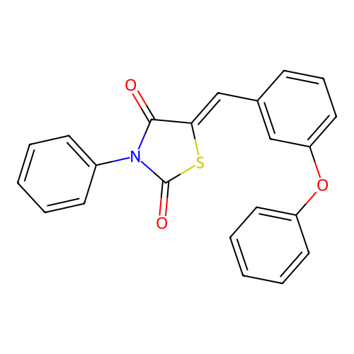 (5Z)-5-(3-phenoxybenzylidene)-3-phenyl-1,3-thiazolidine-2,4-dione structure