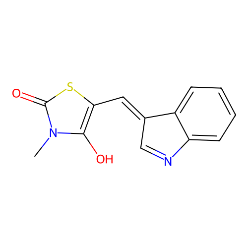 4-Hydroxy-5-(indol-3-ylidenemethyl)-3-methyl-1,3-thiazol-2-one structure