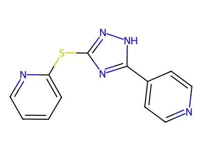 Pyridine, 4-(3-(2-pyridylmercapto)-5-(4H-1,2,4-triazolyl))- structure