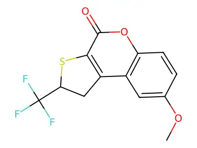 8-methoxy-2-(trifluoromethyl)-1,2-dihydro-4H-thieno[2,3-c]chromen-4-one structure