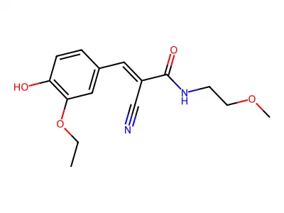 2-cyano-3-(3-ethoxy-4-hydroxyphenyl)-N-(2-methoxyethyl)prop-2-enamide structure