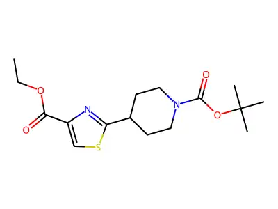 Ethyl 2-(1-(tert-butoxycarbonyl)piperidin-4-yl)thiazole-4-carboxylate structure
