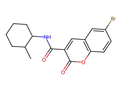 6-bromo-N-(2-methylcyclohexyl)-2-oxochromene-3-carboxamide structure