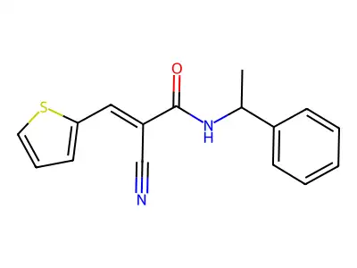 2-cyano-N-(1-phenylethyl)-3-thiophen-2-ylprop-2-enamide structure