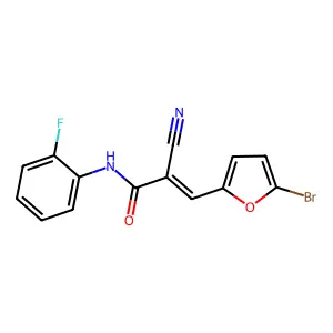 3-(5-bromofuran-2-yl)-2-cyano-N-(2-fluorophenyl)prop-2-enamide structure