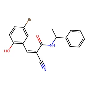 3-(5-bromo-2-hydroxyphenyl)-2-cyano-N-(1-phenylethyl)prop-2-enamide structure