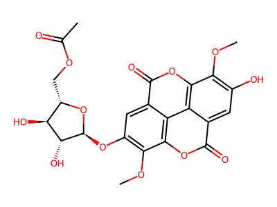 3,8-Di-O-methylellagic acid 2-O-(5'-O-acetyl)arabinofuranoside structure