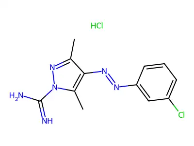 4-((m-Chlorophenyl)azo)-3,5-dimethylpyrazole-1-carboxamidine hydrochloride structure