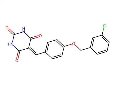 5-({4-[(3-chlorobenzyl)oxy]phenyl}methylene)-2,4,6(1H,3H,5H)-pyrimidinetrione structure