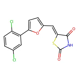 (E)-5-((5-(2,5-dichlorophenyl)furan-2-yl)methylene)thiazolidine-2,4-dione structure