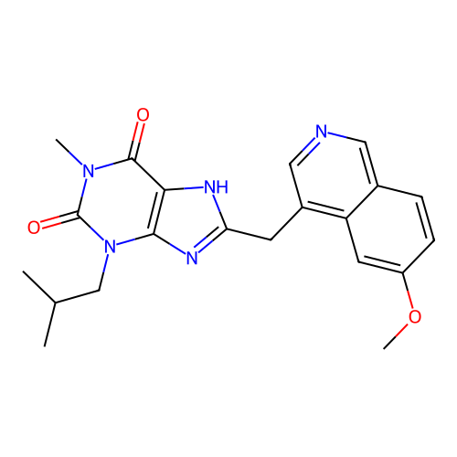 3-isobutyl-8-((6-methoxyisoquinolin-4-yl)methyl)-1-methyl-1H-purine-2,6(3H,7H)-dione structure