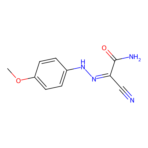 2-cyano-2-(4-methoxyphenylhydrazono)acetamide structure