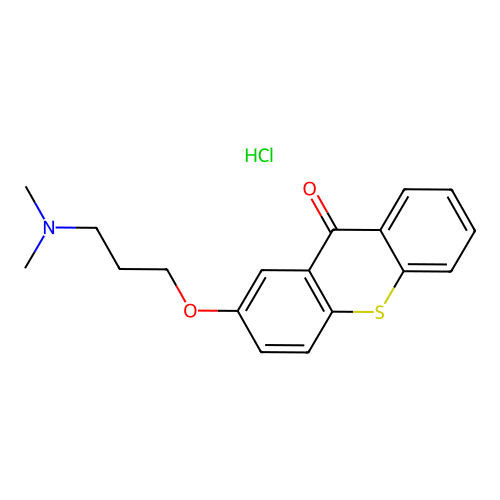 Thioxanthen-9-one, 2-(3-(dimethylamino)propoxy)-, hydrochloride, hydrate structure