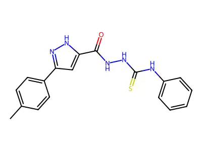 1-[[3-(4-methylphenyl)-1H-pyrazole-5-carbonyl]amino]-3-phenylthiourea structure