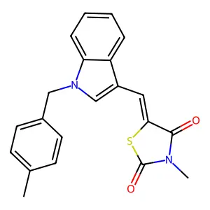 (5Z)-3-methyl-5-[[1-[(4-methylphenyl)methyl]indol-3-yl]methylidene]-1,3-thiazolidine-2,4-dione structure