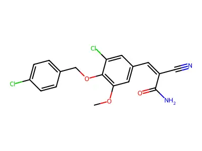 (Z)-3-[3-chloro-4-[(4-chlorophenyl)methoxy]-5-methoxyphenyl]-2-cyanoprop-2-enamide structure