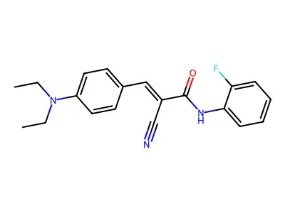 (E)-2-cyano-3-[4-(diethylamino)phenyl]-N-(2-fluorophenyl)prop-2-enamide structure