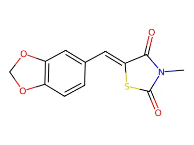 5-(1,3-Benzodioxol-5-ylmethylidene)-3-methyl-1,3-thiazolidine-2,4-dione structure
