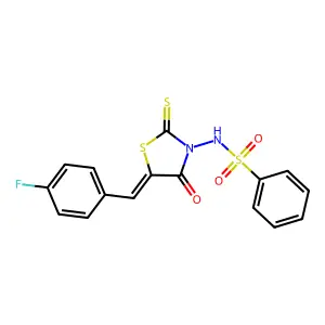 N-[(5Z)-5-(4-fluorobenzylidene)-4-oxo-2-thioxo-1,3-thiazolidin-3-yl]benzenesulfonamide structure