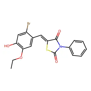 (5Z)-5-[(2-bromo-5-ethoxy-4-hydroxyphenyl)methylidene]-3-phenyl-1,3-thiazolidine-2,4-dione structure