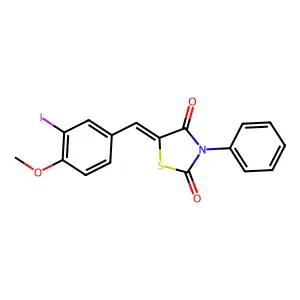 (5Z)-5-(3-iodo-4-methoxybenzylidene)-3-phenyl-1,3-thiazolidine-2,4-dione structure