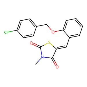(5Z)-5-[[2-[(4-chlorophenyl)methoxy]phenyl]methylidene]-3-methyl-1,3-thiazolidine-2,4-dione structure