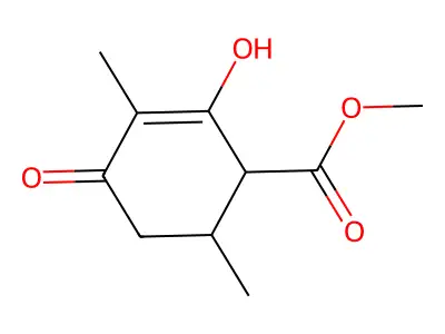 Methyl 3,6-dimethyl-4-hydroxy-2-oxo-3-cyclohexene-1-carboxylate structure