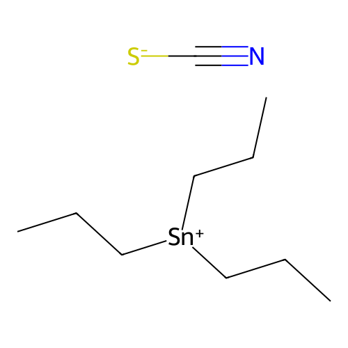 Tripropylstannanylium thiocyanate structure