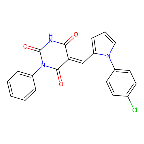 (5E)-5-[[1-(4-chlorophenyl)pyrrol-2-yl]methylidene]-1-phenyl-1,3-diazinane-2,4,6-trione structure