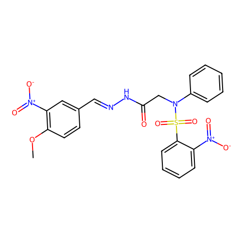 (E)-N-(2-(2-(4-methoxy-3-nitrobenzylidene)hydrazinyl)-2-oxoethyl)-2-nitro-N-phenylbenzenesulfonamide structure