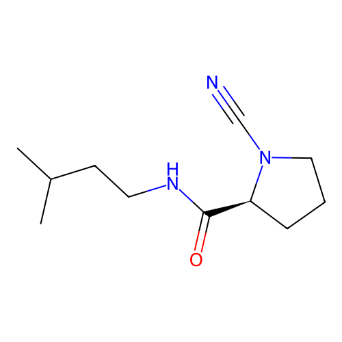 (2S)-1-cyano-N-(3-methylbutyl)pyrrolidine-2-carboxamide structure