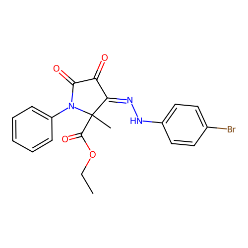 ethyl 3-[(4-bromophenyl)hydrazono]-2-methyl-4,5-dioxo-1-phenyl-2-pyrrolidinecarboxylate structure