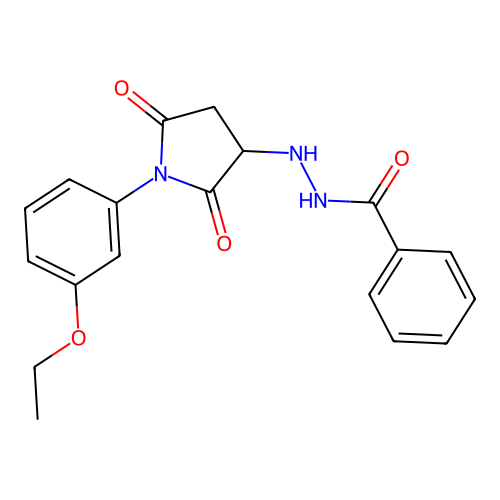 N'-[1-(3-ethoxyphenyl)-2,5-dioxopyrrolidin-3-yl]benzohydrazide structure