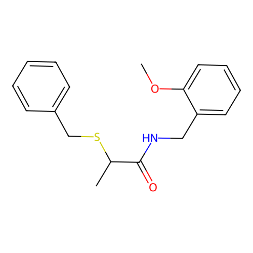 2-(benzylsulfanyl)-N-(2-methoxybenzyl)propanamide structure