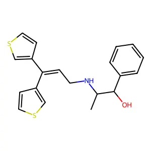 Benzenemethanol, alpha-(1-((3,3-di-3-thienyl-2-propenyl)amino)ethyl)- structure