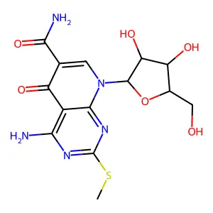 4-amino-8-[3,4-dihydroxy-5-(hydroxymethyl)oxolan-2-yl]-2-methylsulfanyl-5-oxopyrido[2,3-d]pyrimidine-6-carboxamide structure