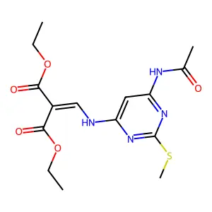 diethyl 2-(((6-acetamido-2-(methylthio)pyrimidin-4-yl)amino)methylene)malonate structure
