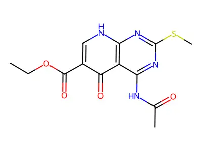 ethyl 4-acetamido-2-methylsulfanyl-5-oxo-8H-pyrido[2,3-d]pyr structure
