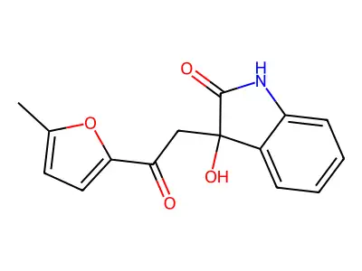 3-hydroxy-3-[2-(5-methylfuran-2-yl)-2-oxoethyl]-1H-indol-2-one structure