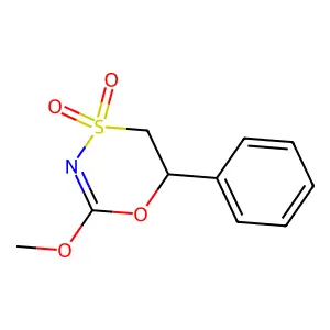 2-Methoxy-6-phenyl-5,6-dihydro-1,4,3-oxathiazine 4,4-dioxide structure