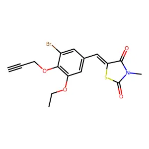 (5Z)-5-[(3-bromo-5-ethoxy-4-prop-2-ynoxyphenyl)methylidene]-3-methyl-1,3-thiazolidine-2,4-dione structure
