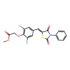 methyl {2,6-dichloro-4-[(Z)-(2,4-dioxo-3-phenyl-1,3-thiazolidin-5-ylidene)methyl]phenoxy}acetate structure