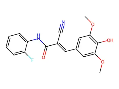 2-cyano-N-(2-fluorophenyl)-3-(4-hydroxy-3,5-dimethoxyphenyl)prop-2-enamide structure