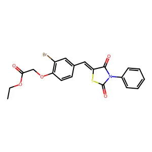 ethyl {2-bromo-4-[(E)-(2,4-dioxo-3-phenyl-1,3-thiazolidin-5-ylidene)methyl]phenoxy}acetate structure
