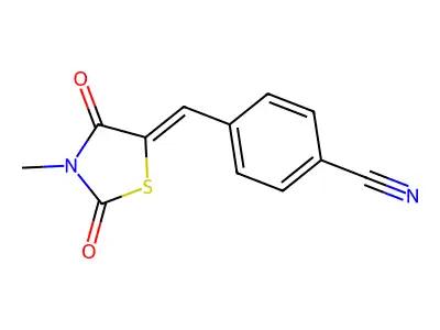 4-[(3-Methyl-2,4-dioxo-1,3-thiazolidin-5-ylidene)methyl]benzonitrile structure
