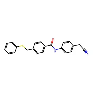 N-[4-(cyanomethyl)phenyl]-4-(phenylsulfanylmethyl)benzamide structure
